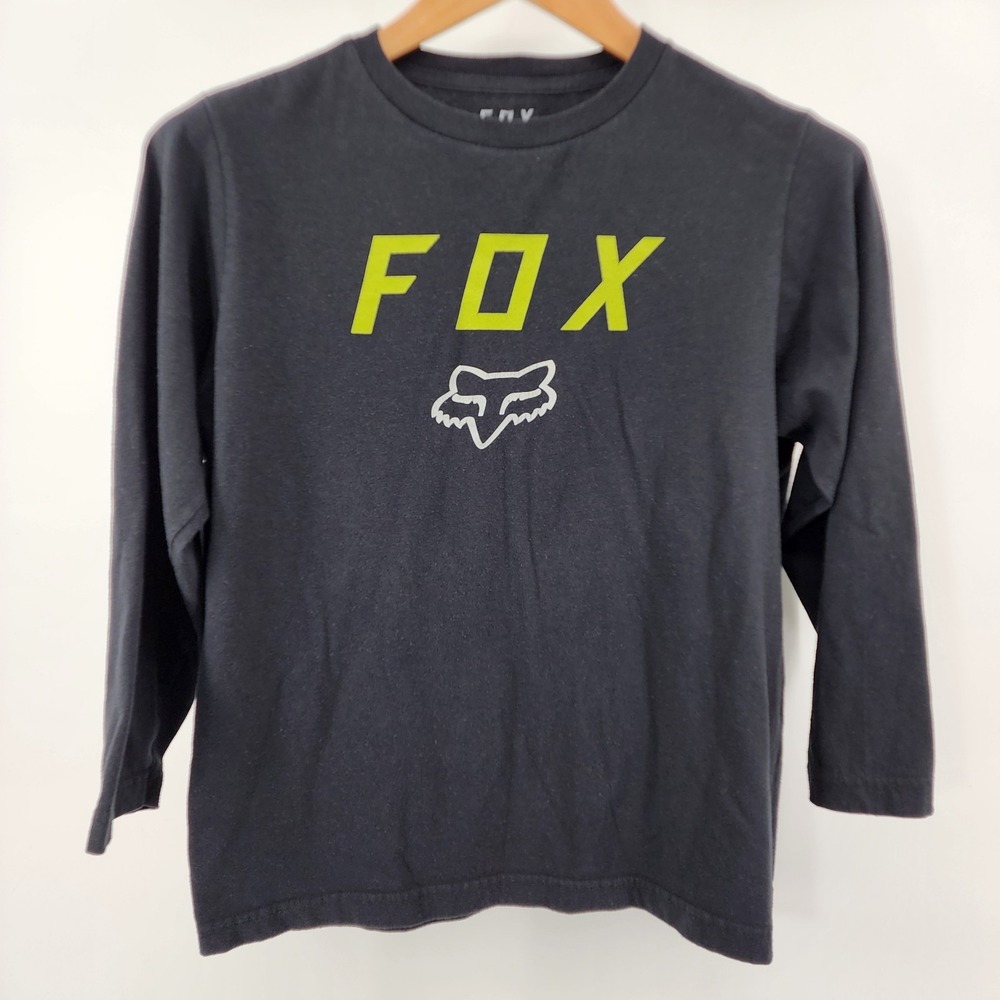 Fox Racing Long Sleeve Shirt Youth XL Black Neon Logo Motocross Tee‎ Boys Winter